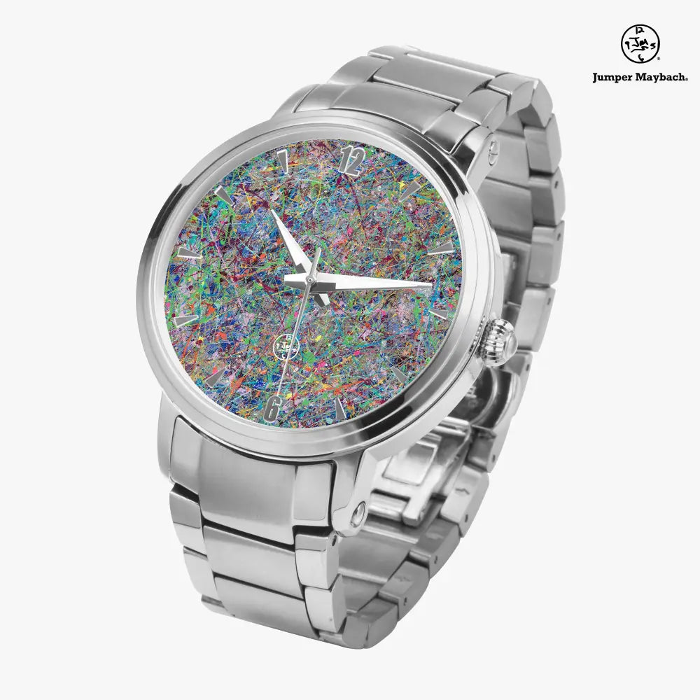 JetPrint Fulfillment Steel Strap Automatic Watch with indicators from Jumper Maybach® featuring a sleek steel band and detailed dial.