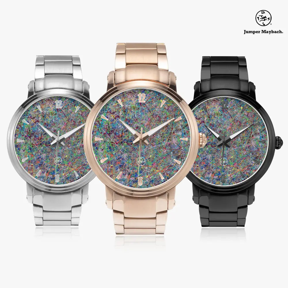JetPrint Fulfillment Boundless Beginnings Steel Strap Automatic Watch with indicators showcasing its sleek stainless steel band and watch face.