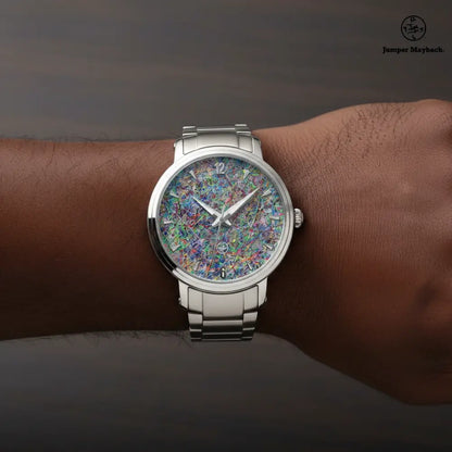 Steel strap automatic watch by Jumper Maybach® with indicators, featuring a sleek metal band and elegant watch face.