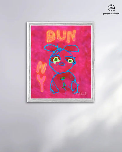 Print on paper featuring Bunny by Jumper Maybach®, a colorful and detailed art print showcasing whimsical bunny illustration.