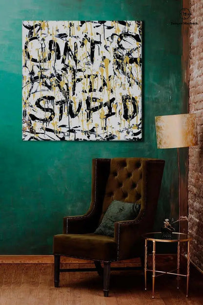 Hand-signed print of "Can't Fix Stupid" by Jumper Maybach, featuring embossed embellishments on high-quality art paper.