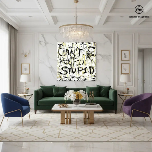 Canvas print featuring the humorous "Can't Fix Stupid" quote by Jumper Maybach, with bold black text on a white background.