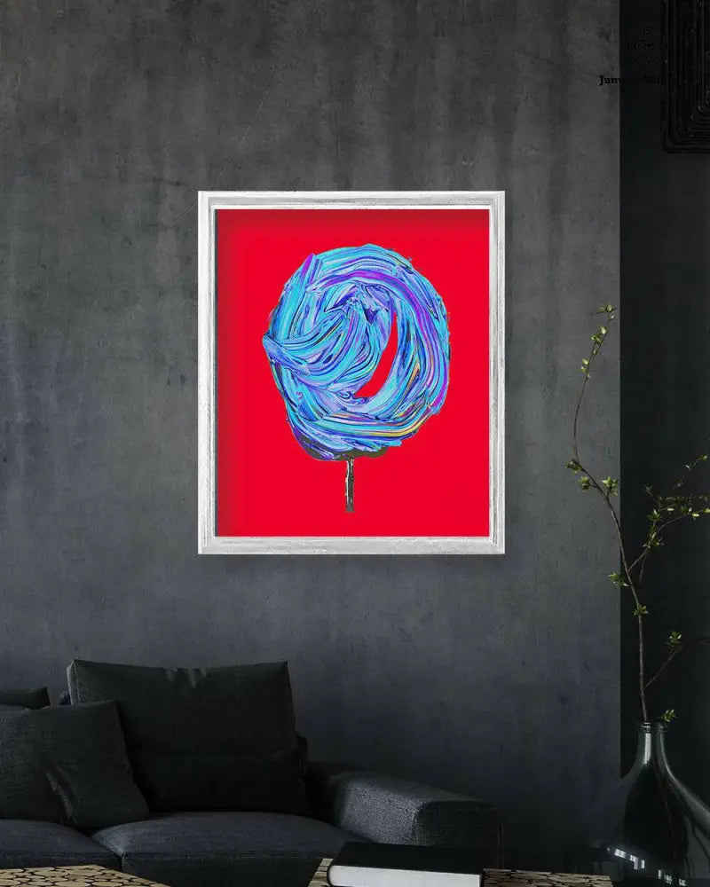 Cosmic Blueberry Cotton Candy print on paper by Jumper Maybach featuring vibrant blueberry and cosmic-themed artwork.
