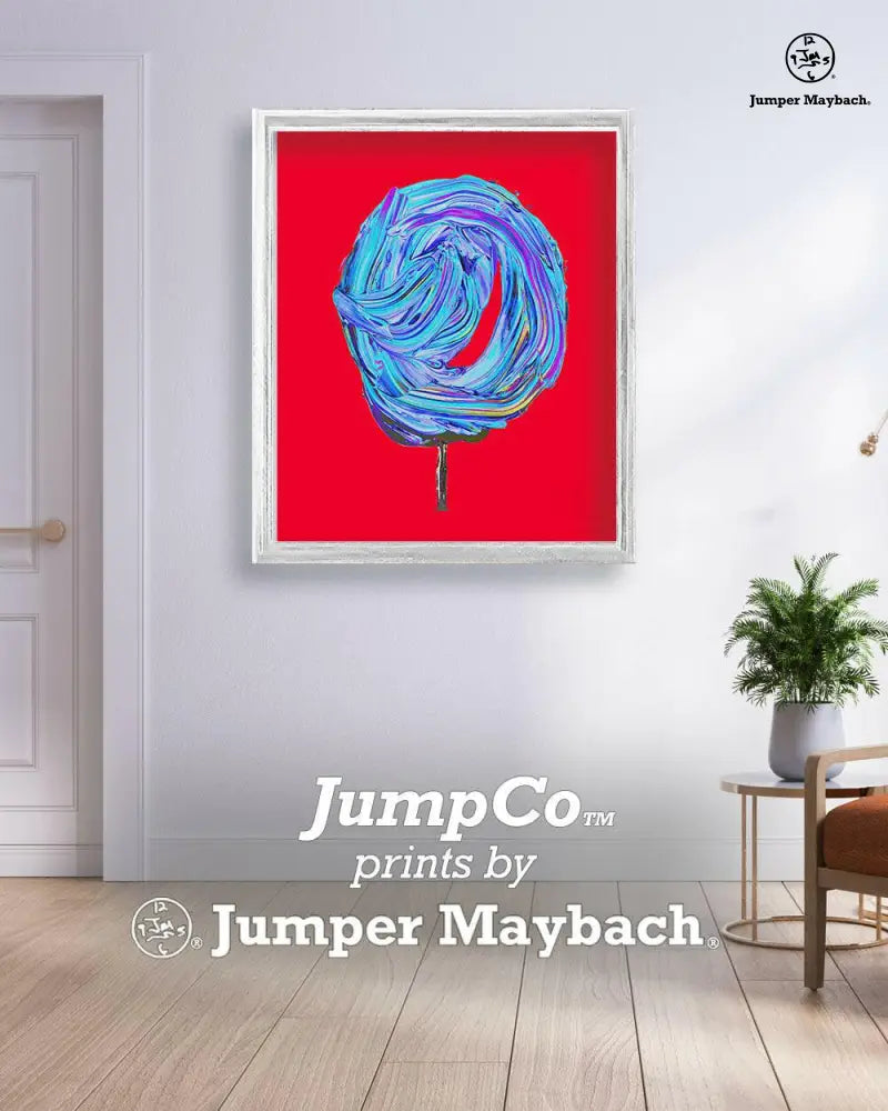 Cosmic Blueberry cotton candy print on paper by Jumper Maybach, featuring vibrant blue and purple hues in a cosmic design.