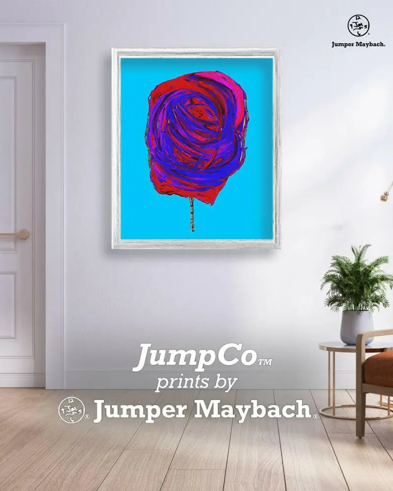 Cosmic Cherry cotton candy print on paper by Jumper Maybach, featuring colorful cherry-themed artwork on a white background.