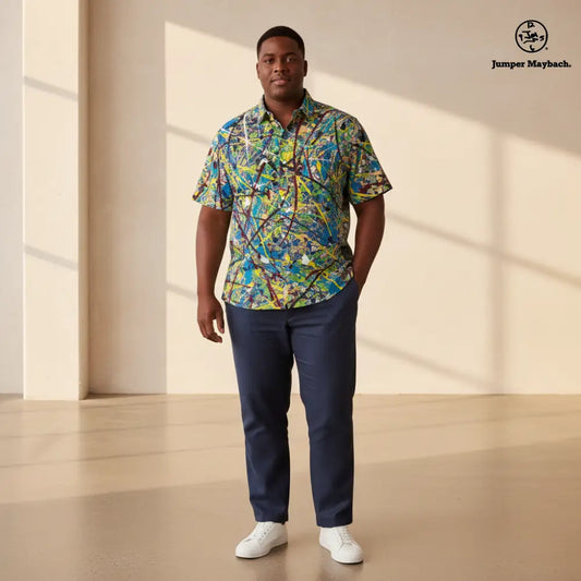 Cosmic Glee plus size resort unisex shirt by Jumper Maybach, men's clothing with vibrant cosmic print