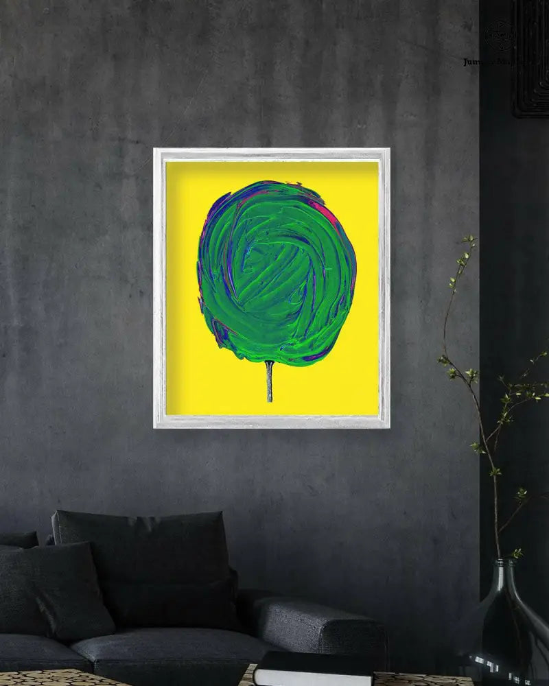Cosmic Lime cotton candy print on paper by Jumper Maybach, featuring vibrant, colorful cosmic and lime-themed artwork.