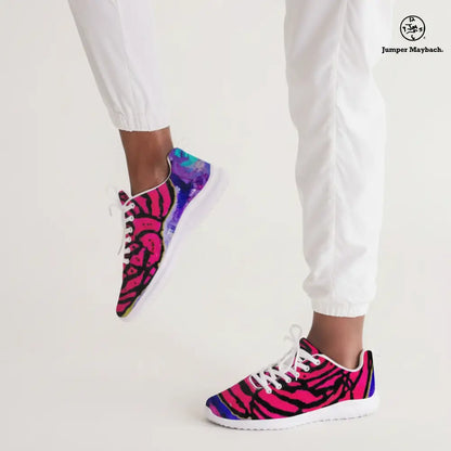 Cotton Candy Rose athletic sneakers by Jumper Maybach®, men's and women's casual athletic shoes in vibrant pink and white.