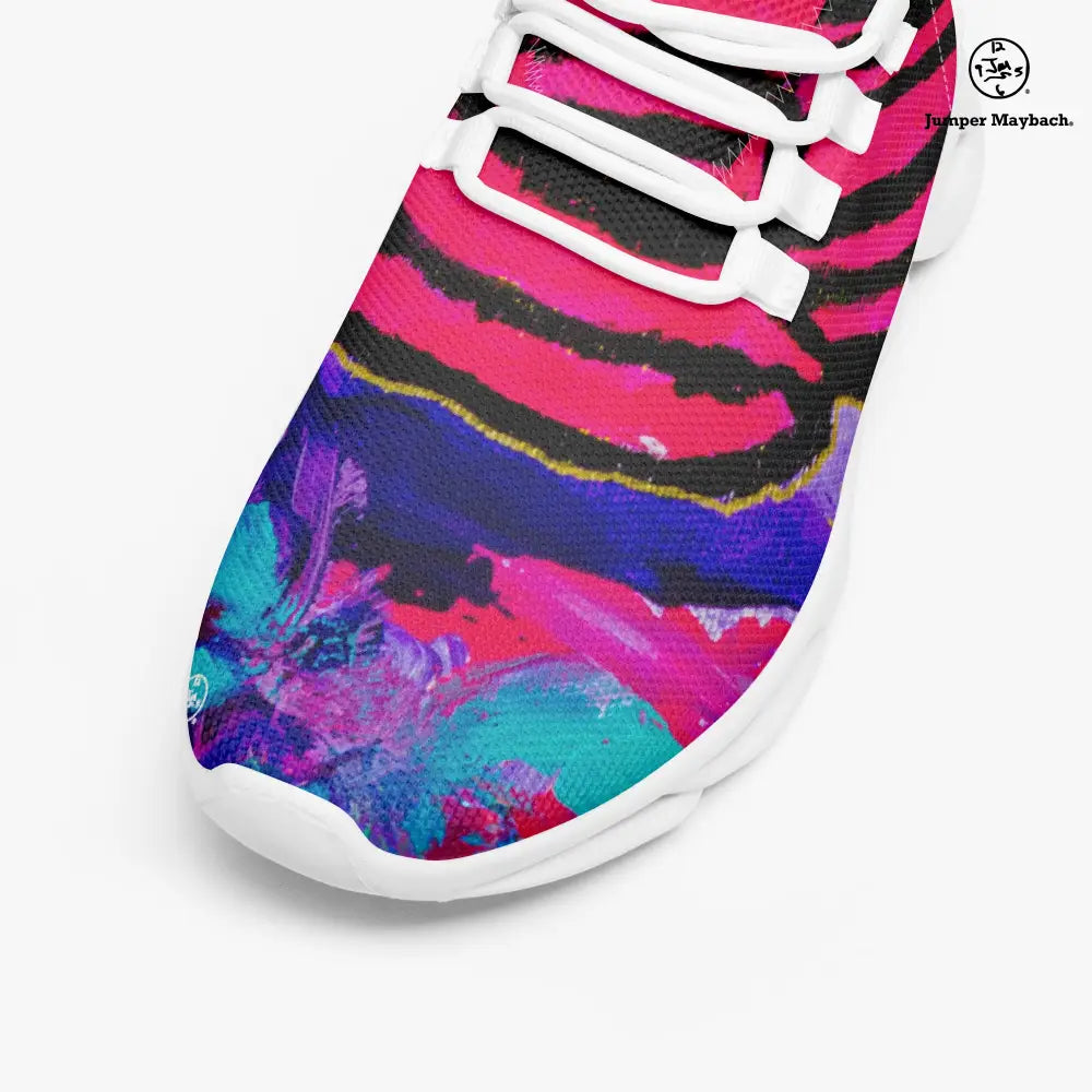 Cotton Candy Rose Flex sneakers by Jumper Maybach® in pink and white with a stylish design, suitable for men and women.