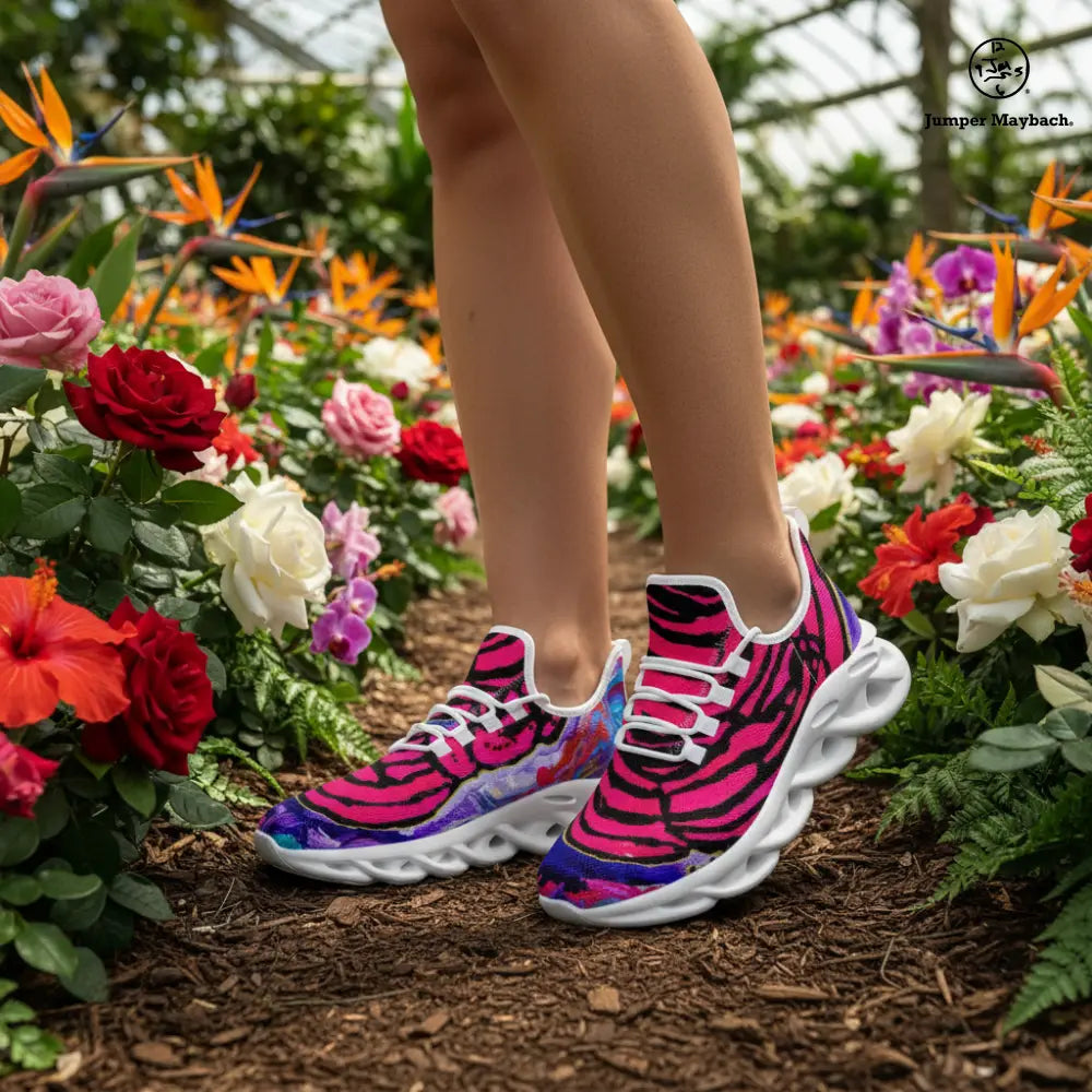 Cotton Candy Rose Flex sneaker by Jumper Maybach® featuring pastel pink and white design, casual unisex sneaker with stylish details.