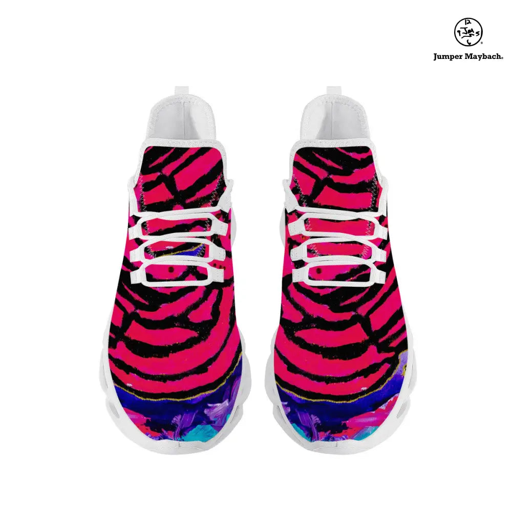 Cotton Candy Rose Flex sneaker by Jumper Maybach for men and women, featuring pastel pink and white canvas design with white rubber sole.
