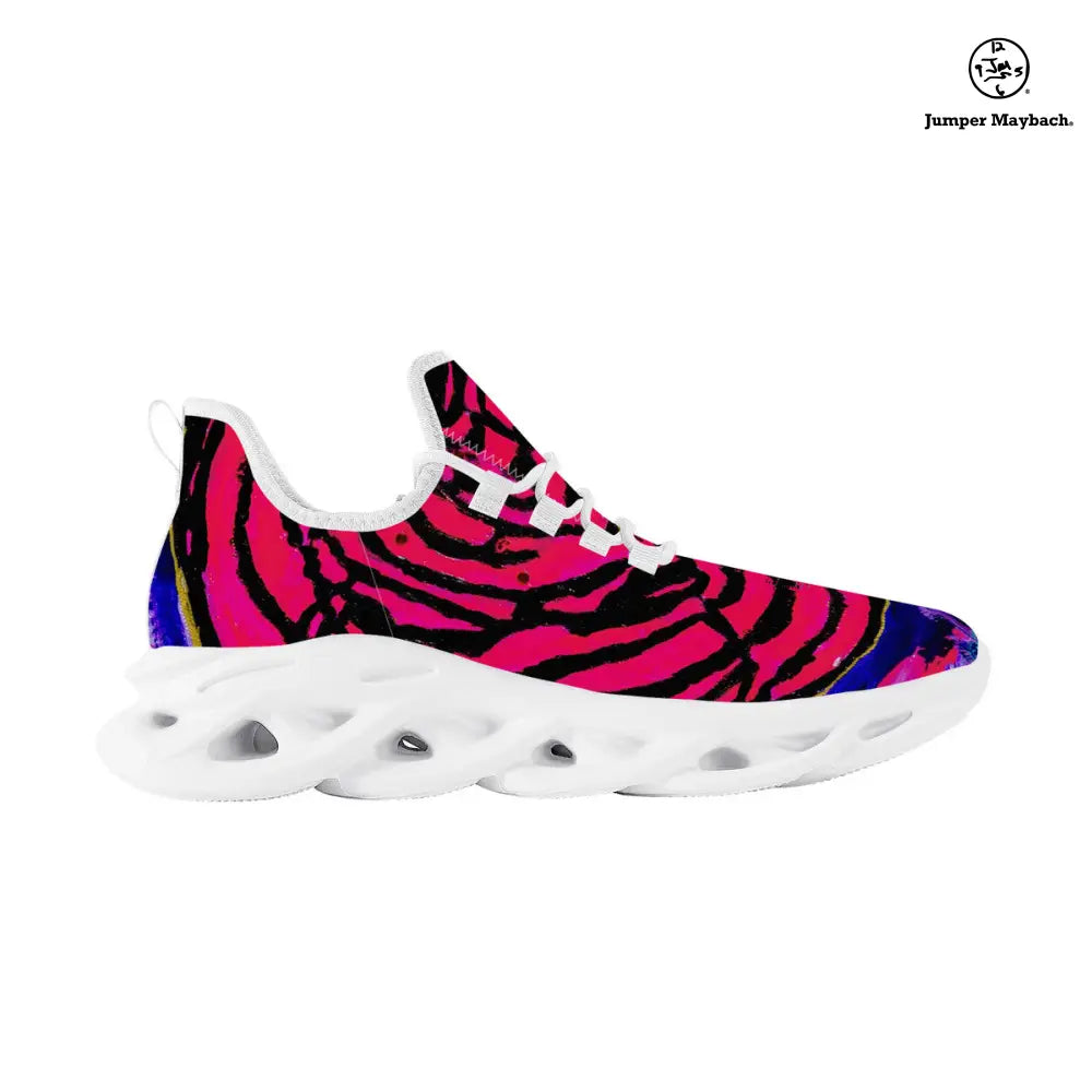 Cotton Candy Rose Flex Sneakers by Jumper Maybach® featuring pink and white design, casual sneaker style for men and women.