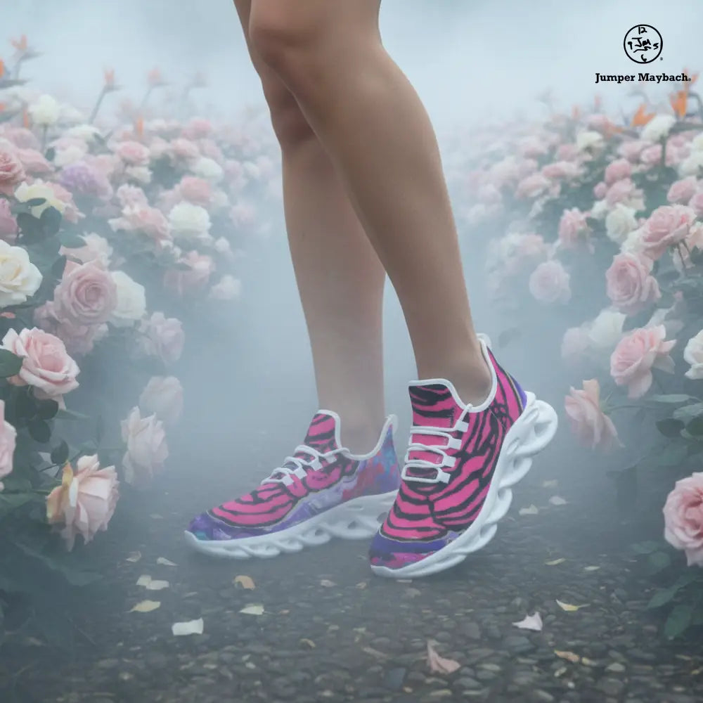Cotton Candy Rose Flex sneakers by Jumper Maybach® featuring pastel pink and white design, casual athletic sneakers for men and women.