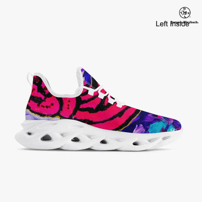 Cotton Candy Rose Flex sneakers by Jumper Maybach for men and women, stylish sneakers with a colorful rose design.