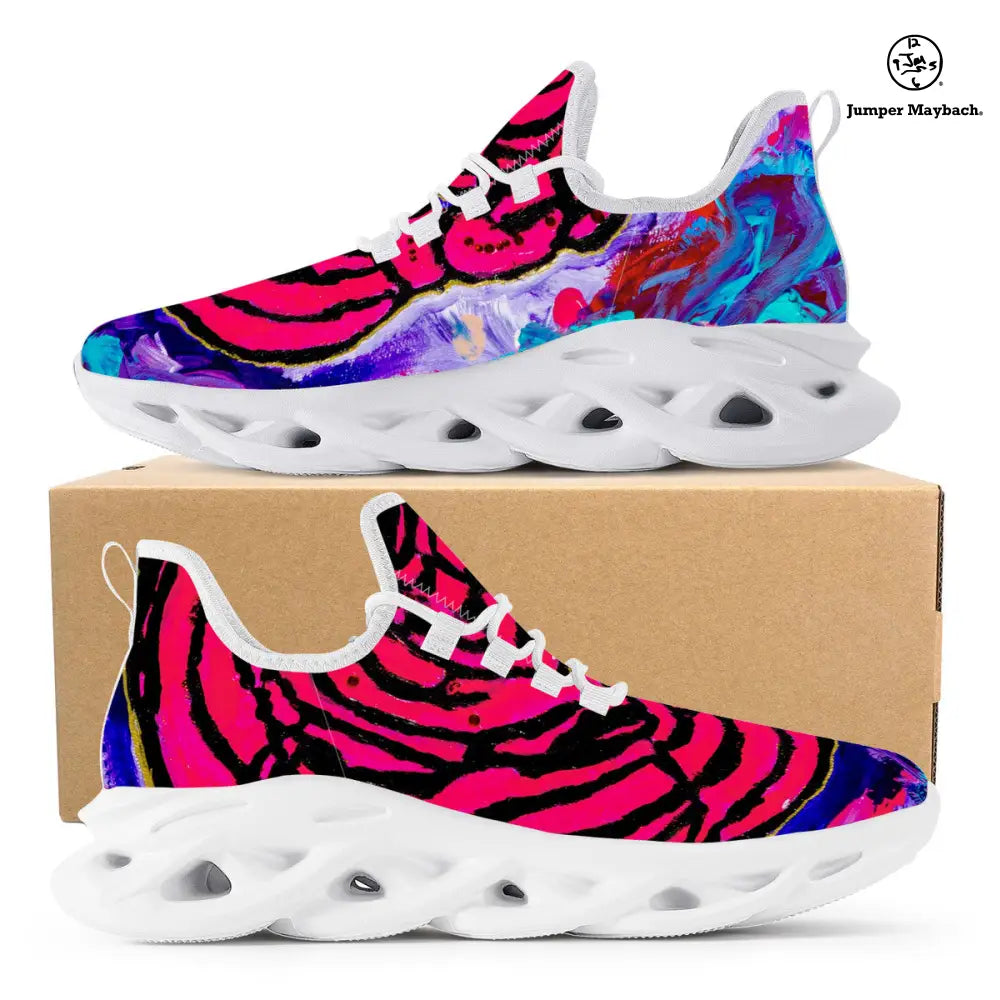 Cotton Candy Rose Flex sneakers by Jumper Maybach® featuring pink and white design, casual style, for men and women