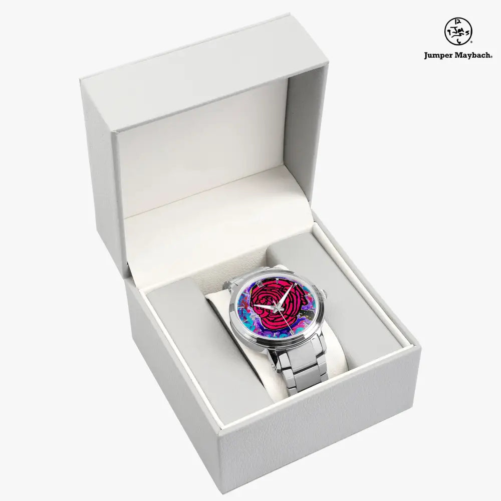 JetPrint Fulfillment Cotton Candy Rose steel strap automatic watch with indicators, stylish and elegant for men and women.