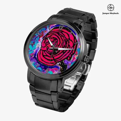 Cotton Candy Rose steel strap automatic watch with indicators by Jumper Maybach® featuring a sleek steel band and elegant dial.