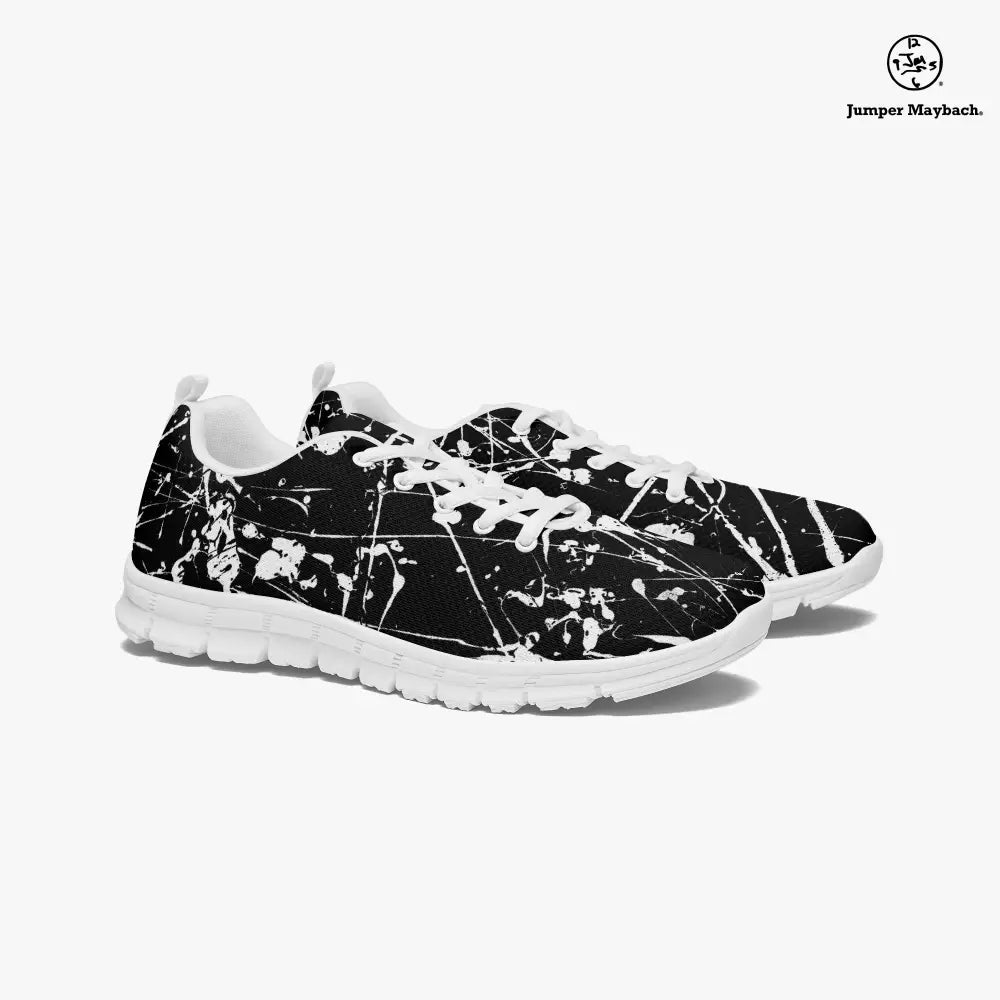 Aliens on the Moon athletic sneakers by Jumper Maybach, featuring lunar and extraterrestrial design, for men and women.