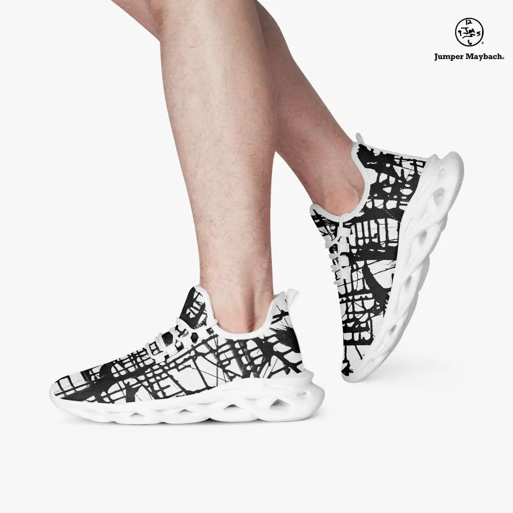 Dark Matrix Flex Sneakers by Jumper Maybach® featuring sleek black design and flexible athletic style for men and women.