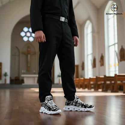 Dark Matrix Flex sneakers by Jumper Maybach for men and women, sleek black athletic sneakers with modern design.