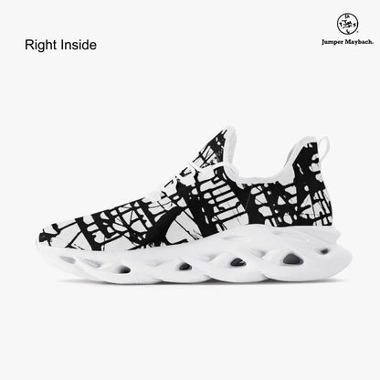 Dark Matrix Flex sneakers by Jumper Maybach® featuring sleek black design and comfortable fit for men and women.