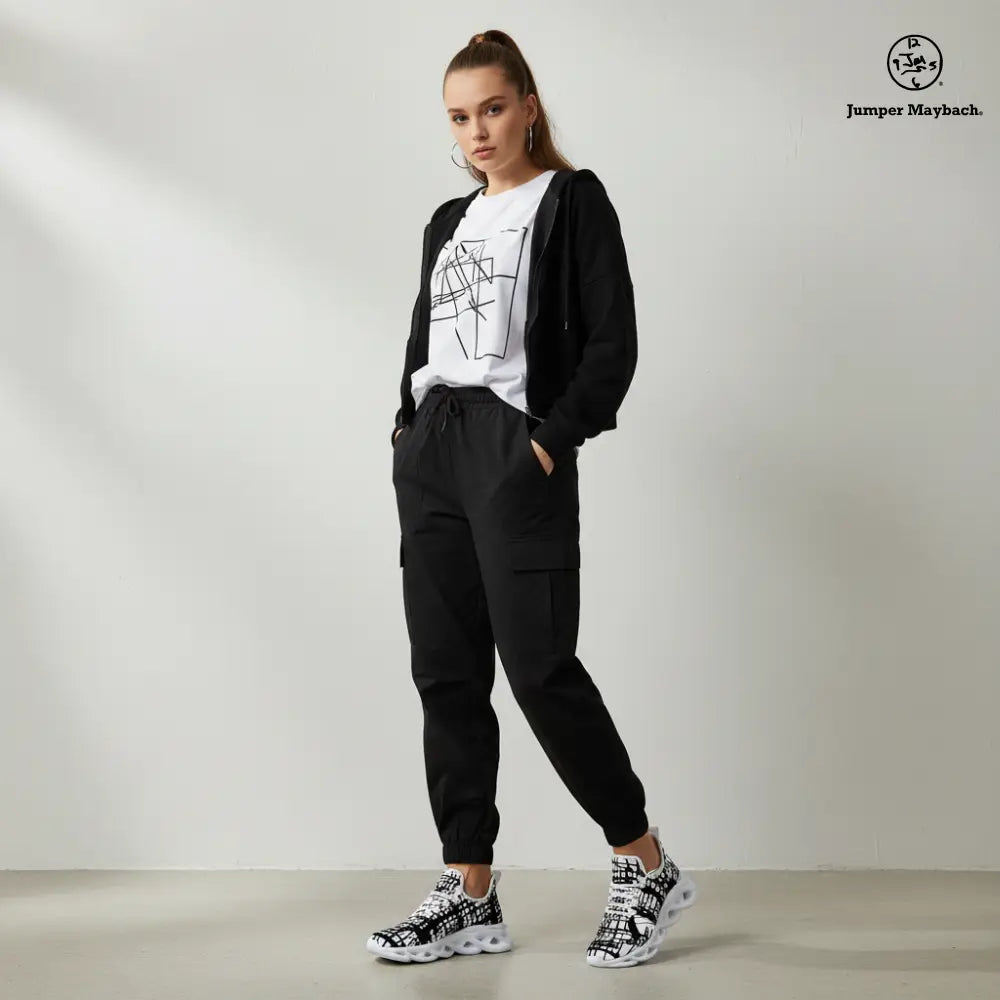 Dark Matrix Flex sneakers by Jumper Maybach® for men and women, featuring a sleek dark design and flexible athletic build.