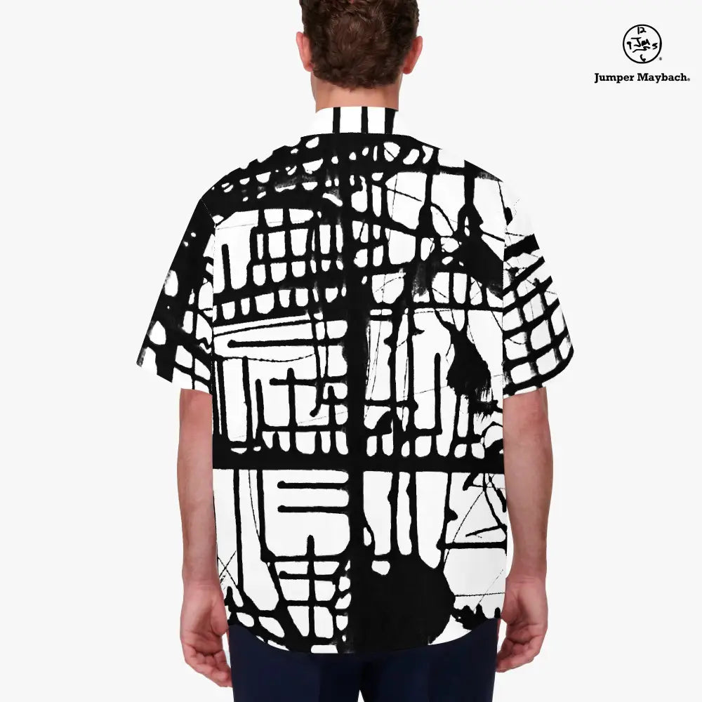 Dark Matrix Resort unisex shirt by Jumper Maybach, men's clothing featuring a sleek, dark patterned design and relaxed fit.