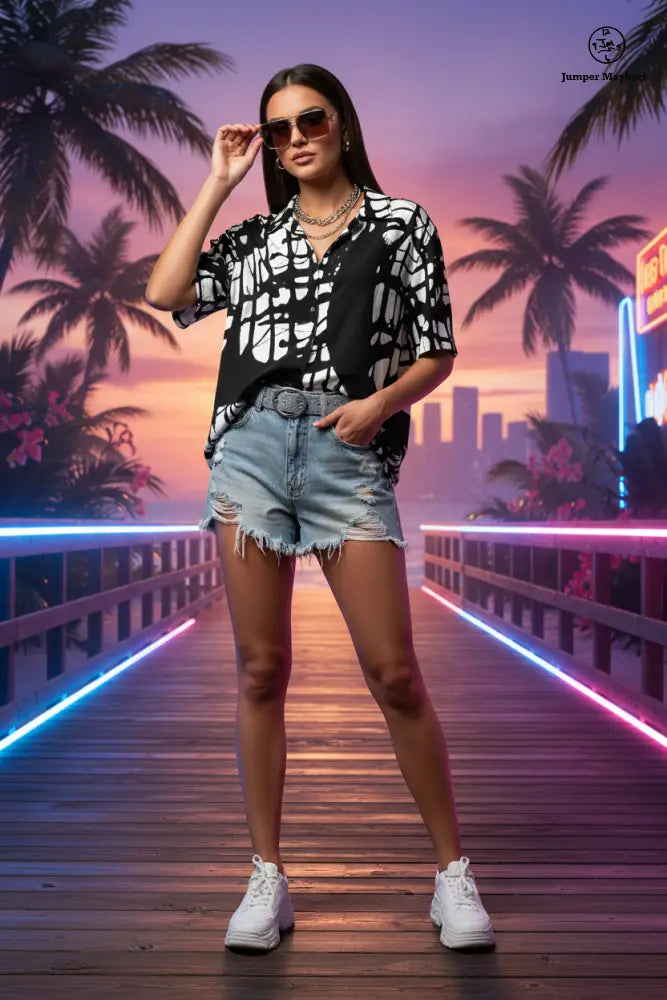 Dark Matrix Resort unisex shirt by Jumper Maybach®, featuring a stylish dark matrix design, in a casual men's clothing style.