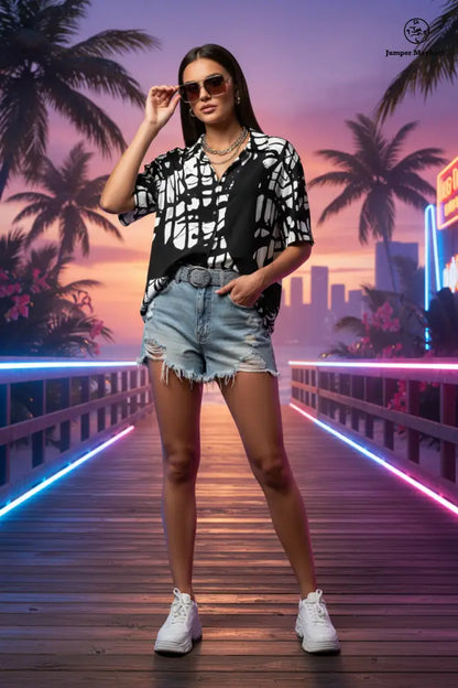 Dark Matrix Resort unisex shirt by Jumper Maybach®, featuring a stylish dark matrix design, in a casual men's clothing style.