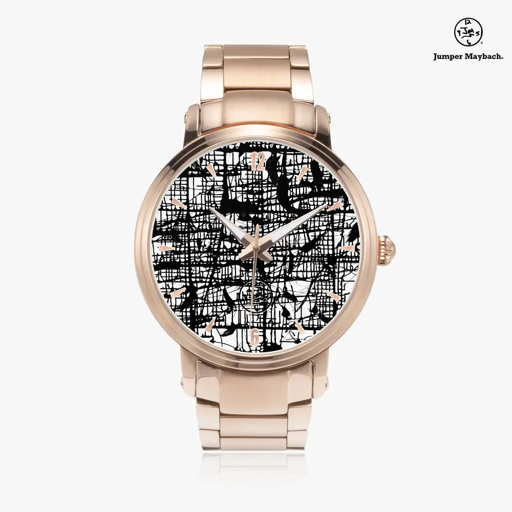Dark Matrix Steel Strap Automatic Watch by Jumper Maybach with indicators, featuring a sleek stainless steel strap and modern design.