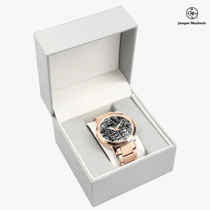 Dark Matrix Steel Strap Automatic Watch by Jumper Maybach with indicator dials, showcasing a sleek stainless steel design.