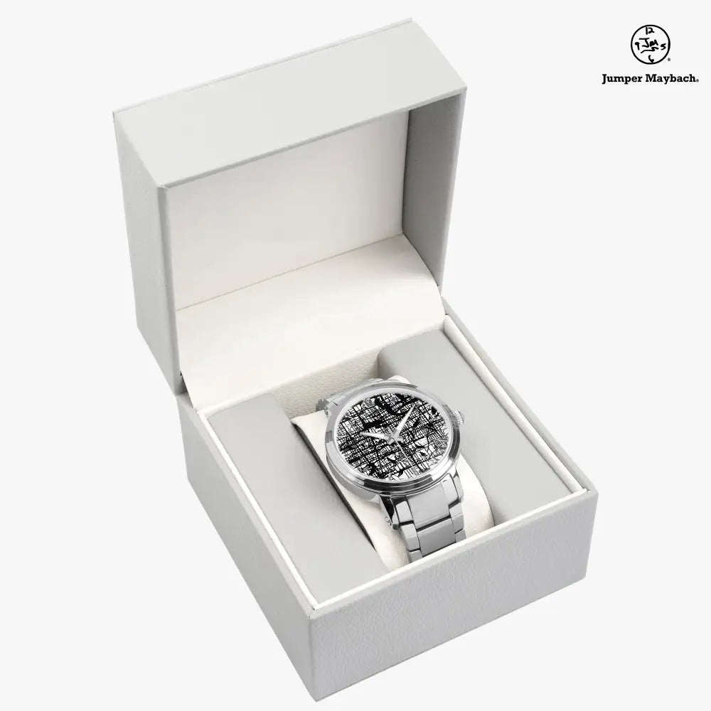 Dark Matrix Steel Strap Automatic Watch by Jumper Maybach with indicators, featuring a sleek stainless steel band and modern design.