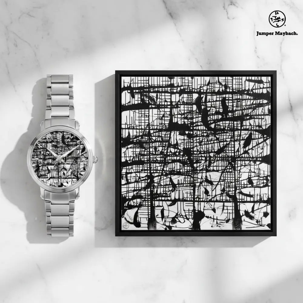 Dark Matrix Steel Strap Automatic Watch with indicators by Jumper Maybach® featuring a sleek, modern design and stainless steel band.