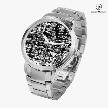 Dark Matrix Steel Strap Automatic Watch by Jumper Maybach with indicator markers, featuring a sleek stainless steel band and sophisticated design.