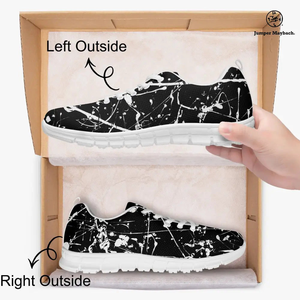 Aliens on the Moon athletic sneakers by Jumper Maybach for men and women, featuring space-themed design and stylish athletic footwear