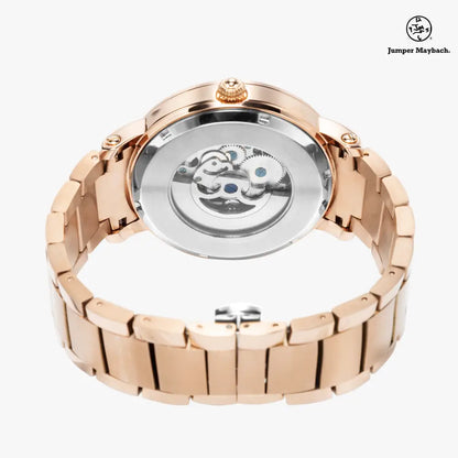 Deep Dimension Steel Strap Automatic Watch by Jumper Maybach® with indicators, featuring a sleek steel strap and detailed dial.