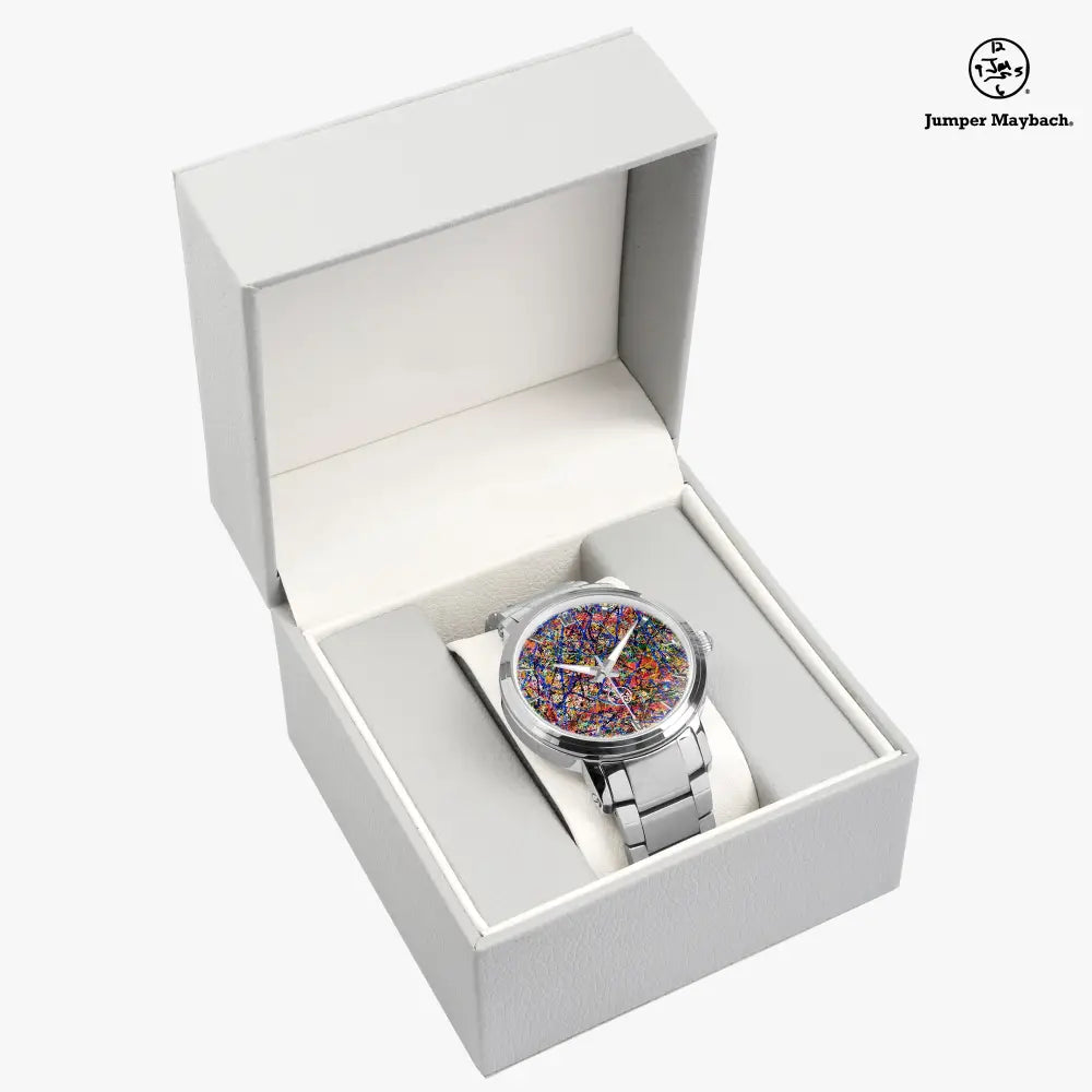 Deep Dimension Steel Strap Automatic Watch by Jumper Maybach with indicators, featuring a sleek stainless steel band and detailed dial.