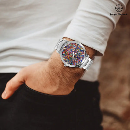 Deep Dimension Steel Strap Automatic Watch by Jumper Maybach with indicators, featuring a sleek stainless steel band and modern design.