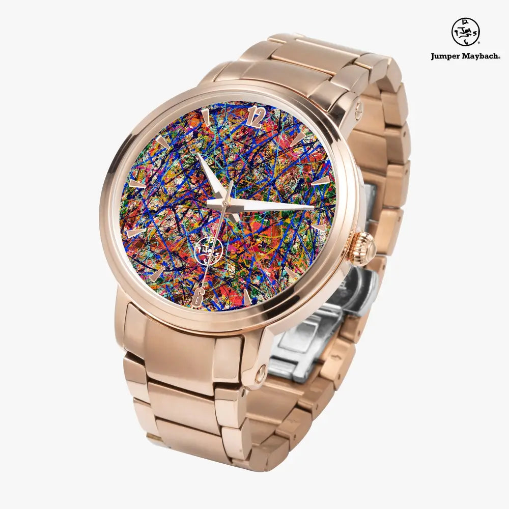 Deep Dimension Steel Strap Automatic Watch by Jumper Maybach with indicator markers, featuring a sleek steel strap and modern design.