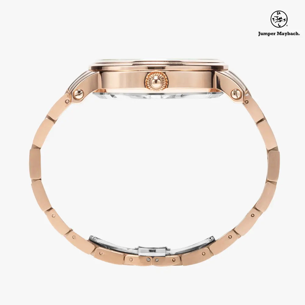Deep Dimension Steel Strap Automatic Watch with indicators by Jumper Maybach® featuring a sleek steel band and detailed watch face.