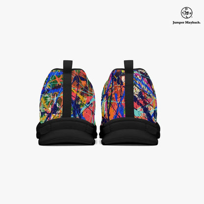 Deep Dimensions athletic sneakers by Jumper Maybach, stylish black and white athletic shoes for men and women, JetPrint Fulfillment.