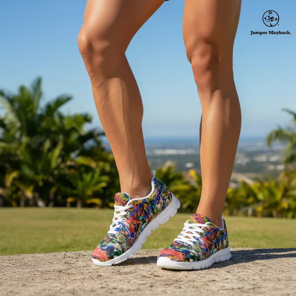 Deep Dimensions athletic sneakers by Jumper Maybach® featuring sleek design for men and women, with stylish laces and modern silhouette.
