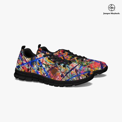Deep Dimensions athletic sneakers by Jumper Maybach for men and women, stylish black sports shoes with textured design.