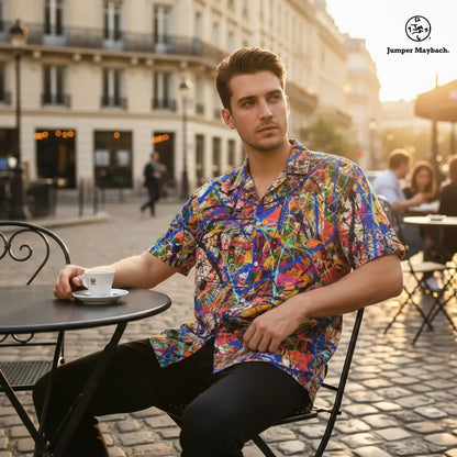 Deep Dimensions PLUS SIZE Resort UNISEX shirt by Jumper Maybach® featuring a relaxed fit and tropical-inspired design.