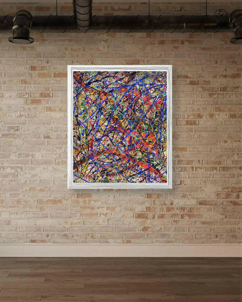 Deep Dimensions print on paper by Jumper Maybach featuring abstract, layered geometric shapes in vibrant colors.