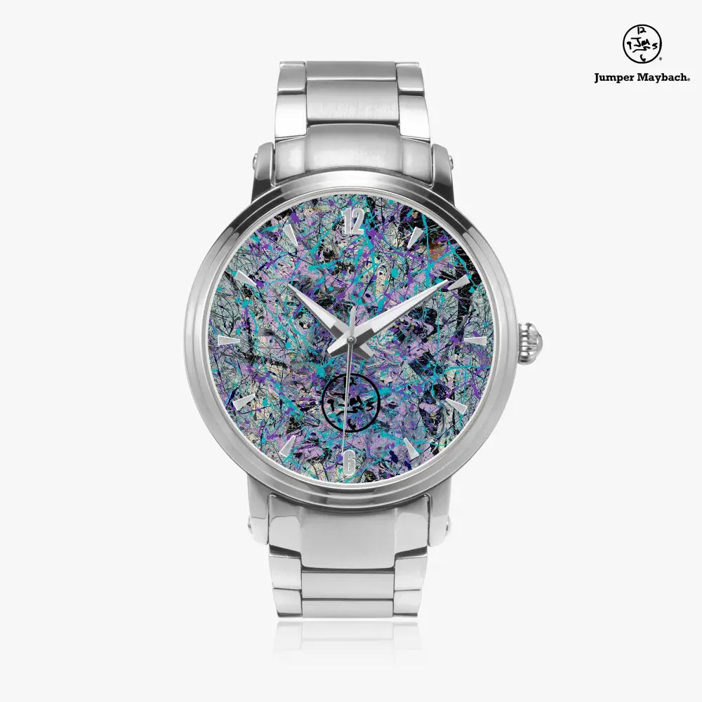 JetPrint Fulfillment Dream Dimension steel strap automatic watch with indicators, featuring a sleek stainless steel band and detailed dial.