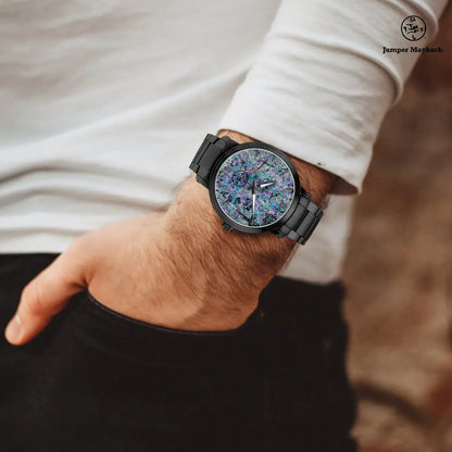 Dream Dimension Steel Strap Automatic Watch by Jumper Maybach® with indicators, featuring a sleek steel strap and detailed dial.