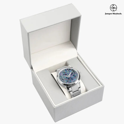 JetPrint Fulfillment steel strap automatic watch with indicators, Dream Dimension design by Jumper Maybach® on a sleek stainless steel band.