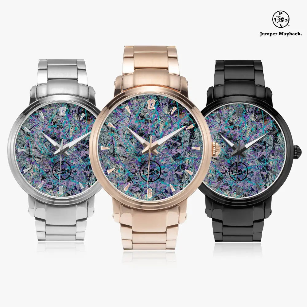 JetPrint Fulfillment Dream Dimension Steel Strap Automatic Watch with indicators, showcasing a sleek steel bracelet and detailed dial.