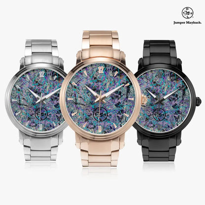 JetPrint Fulfillment Dream Dimension Steel Strap Automatic Watch with indicators, showcasing a sleek steel bracelet and detailed dial.
